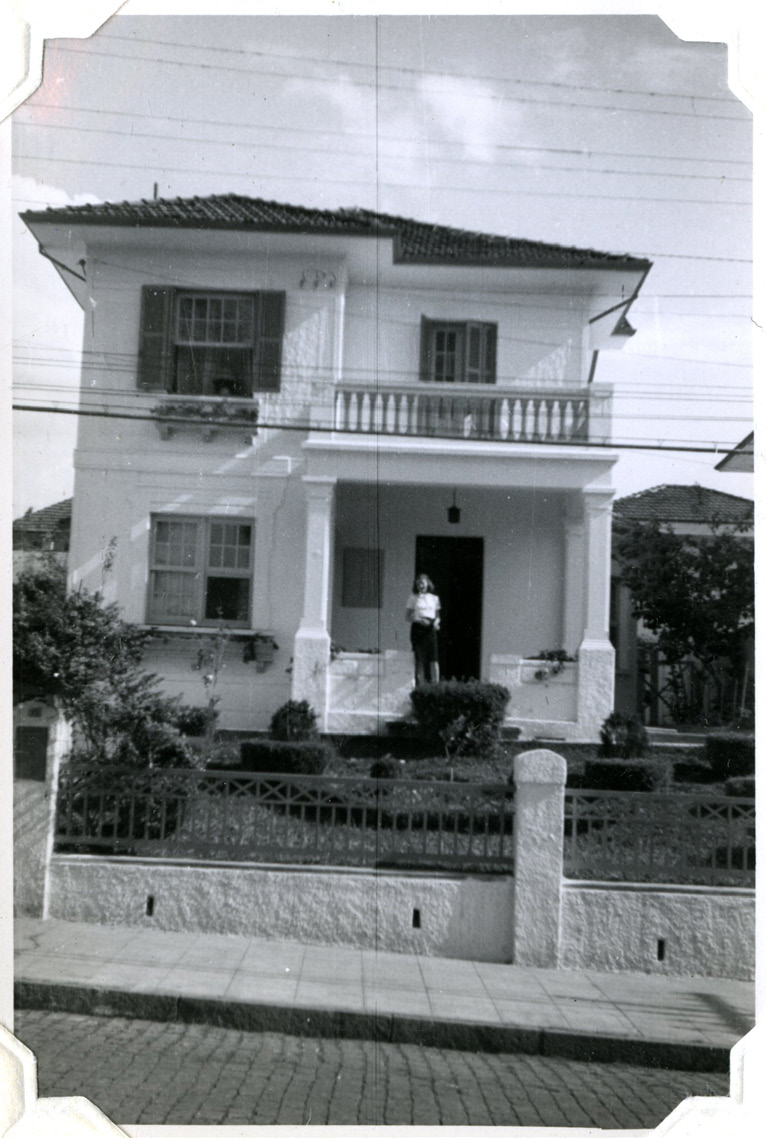 Sister Rex standing in front of the Brazilian mission home in São Paulo. Courtesy of CHL.