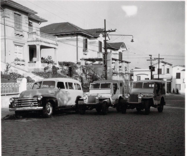 Vehicles used by the Brazilian mission. Courtesy of Church History Library.