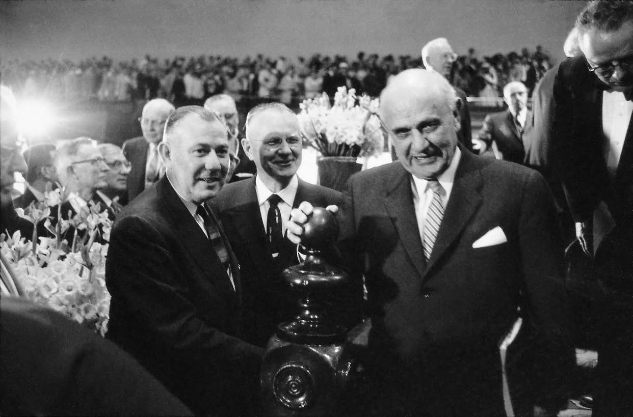 Stephen L richards at the Salt Lake Tabernacle during the April 1958 general conference. Courtesy of CHL.