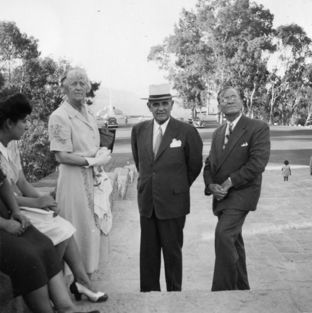 The Richardses at the park with President W. Ernest Young. Courtesy of CHL.