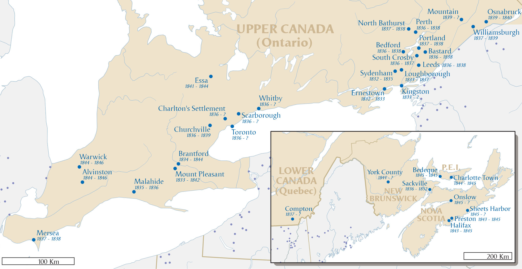 Map of Eastern Canada