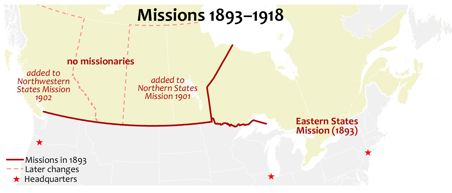 map of Canadian Missions 1893-1918