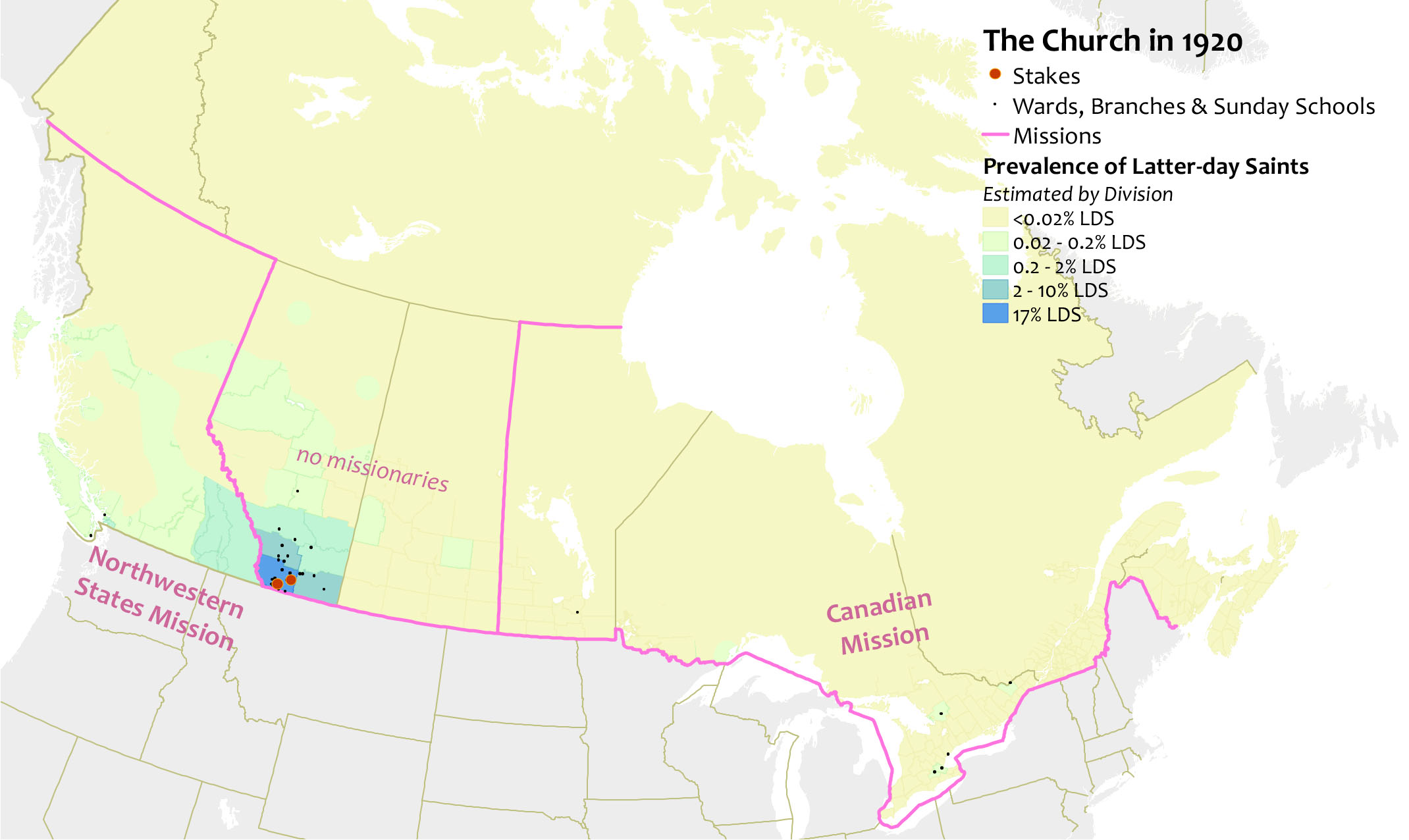 map of Canadian Membership Distribution 1920