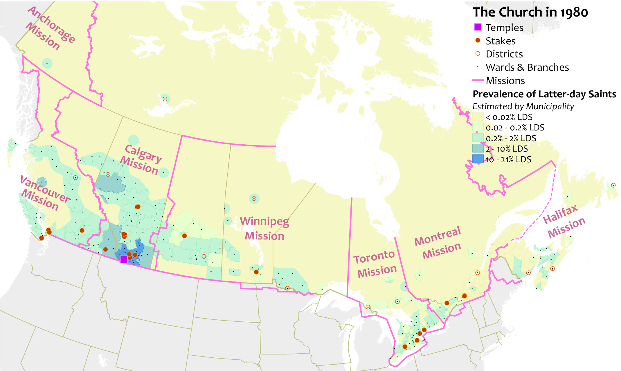 map of Canadian church growth 1950-1980