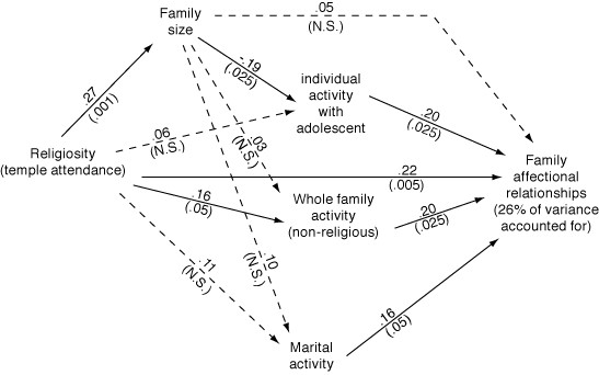Path Analytic Model of Religiosity, Family Size, Family Activities, and Family Affection