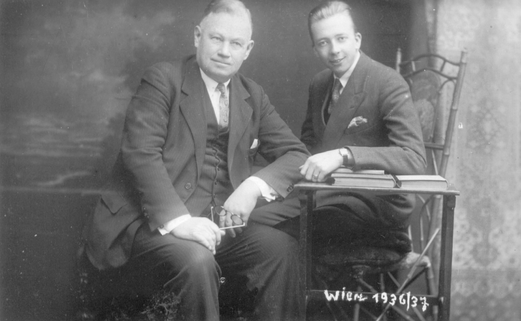 Byron T. Geslison with his mission president, Roy A. Welker, president  of the German-Austrian Mission. On his way home from his mission,  Geslison stayed in iceland for a time. Courtesy of Melva Geslison