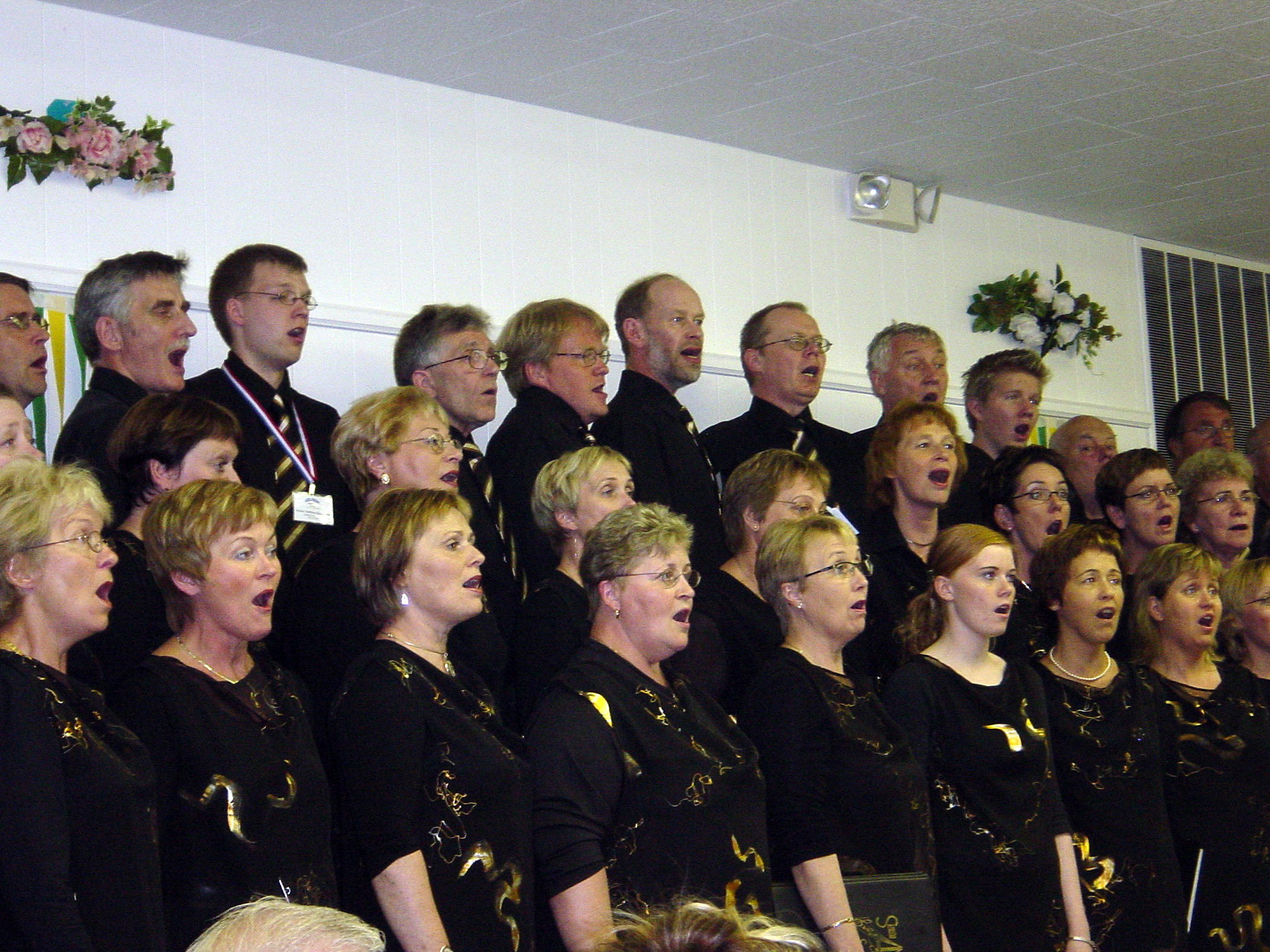 A portion of 45 members of the Selfoss, Iceland, Choir who paid their own expense to come to Utah for the commemoration.