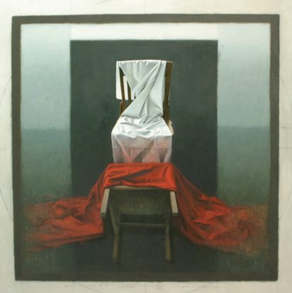 Chair with a white and red robes