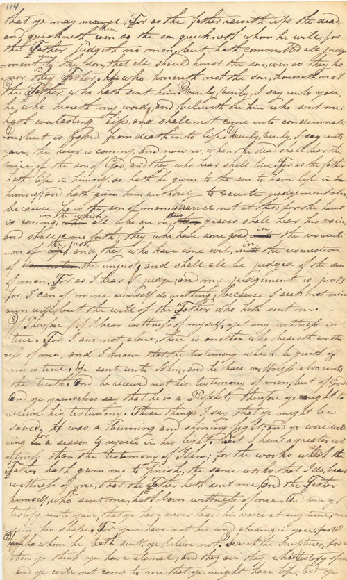 Manuscript page from Joseph Smith's New Translation. (Used by permission, Library-Archives, Community of Christ.)