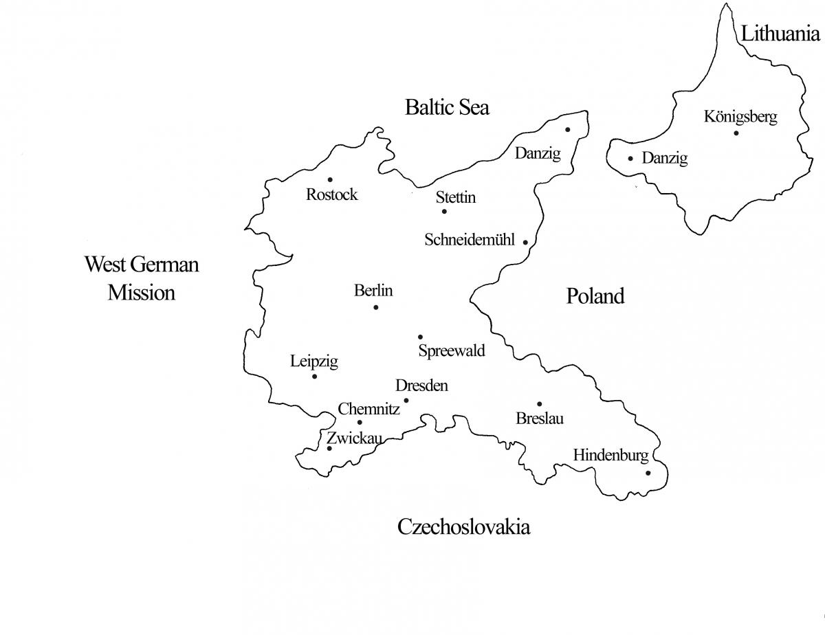 map of the East German Mission during the time of World War II
