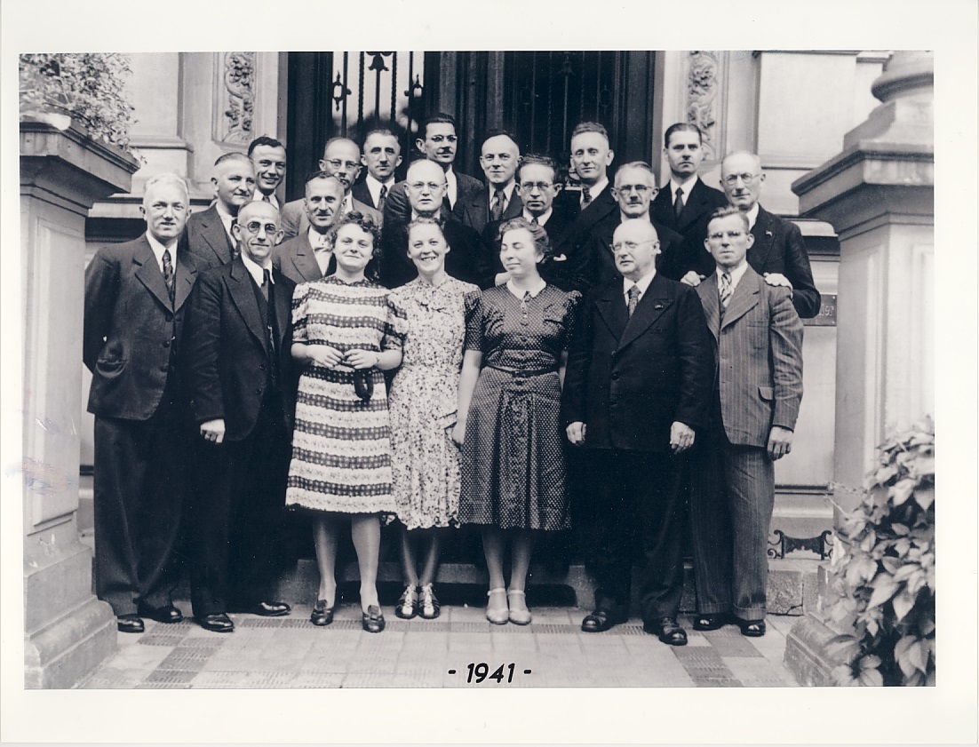 Leaders of the East German Mission in front of office at Händelallee 6
