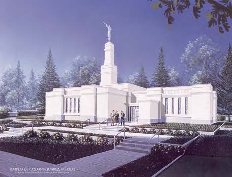 Architectural rendering of the eagerly anticipated temple. Note the white angel Moroni called for in early plans. Courtesy of Church History Library.