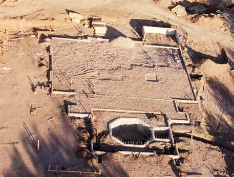Above: Temple site with academy and town in background, March 19, 1998. Courtesy of Marvin Longhurst. Below: Temple footprint and foundation work, May 1998. Courtesy of Marvin Longhurst.