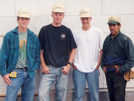 Left to right: Chad Call, Brandon Romney, Quincy Robinson, and Israel Guzman played key roles in the temple’s construction.