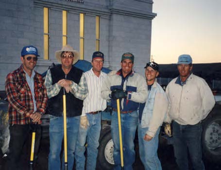 Members of the hardworking landscape committee including, left to right: Marvin Longhurst, Gerald Hatch, Dana Call, Lester Johnson, Brad Turley, and Fred Hatch (committee chairman Philip Taylor absent).