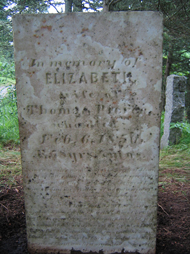 Gravestone of Elizabeth Pierce