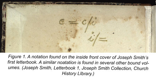 Notation found on the inside front cover of Joseph Smith's first letterbook.