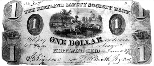 one dollar Kirtland Safety Society note