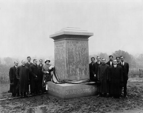 Unveiling ceremony at the Oliver Cowdery monument