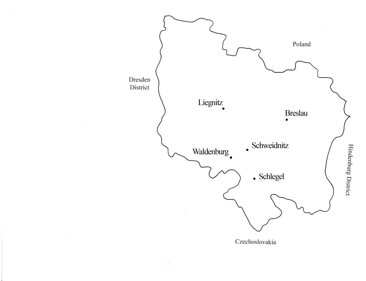map of the branches of the Breslau District in the province of Silesia