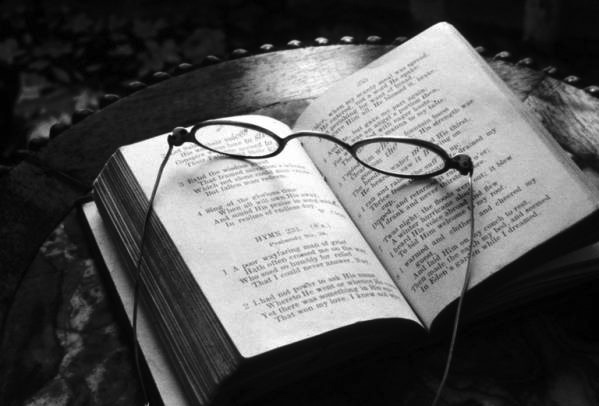 glasses and book