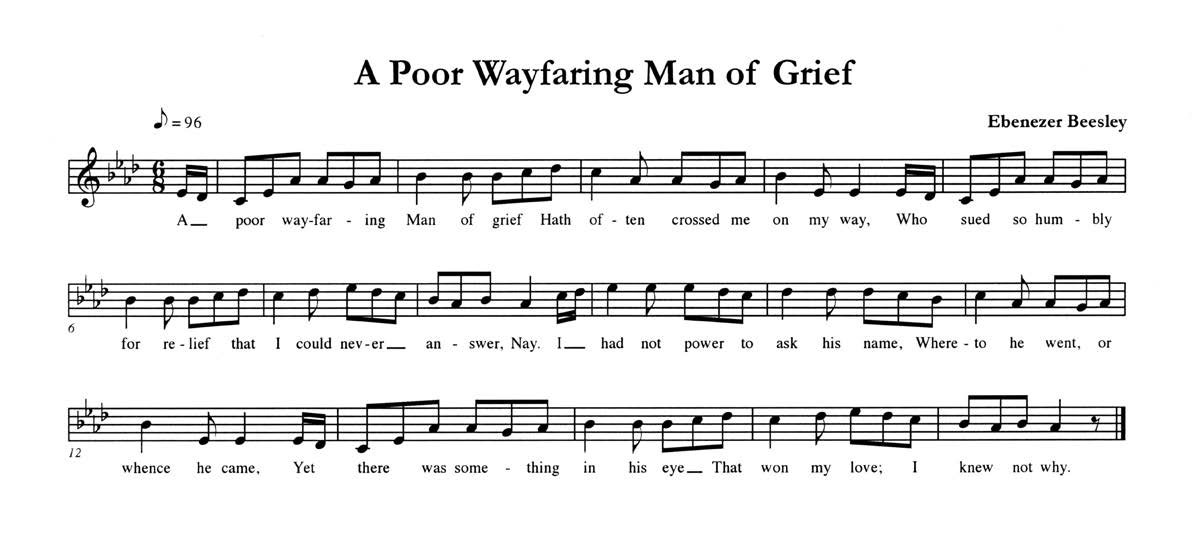 sheet music for a poor wayfaring man