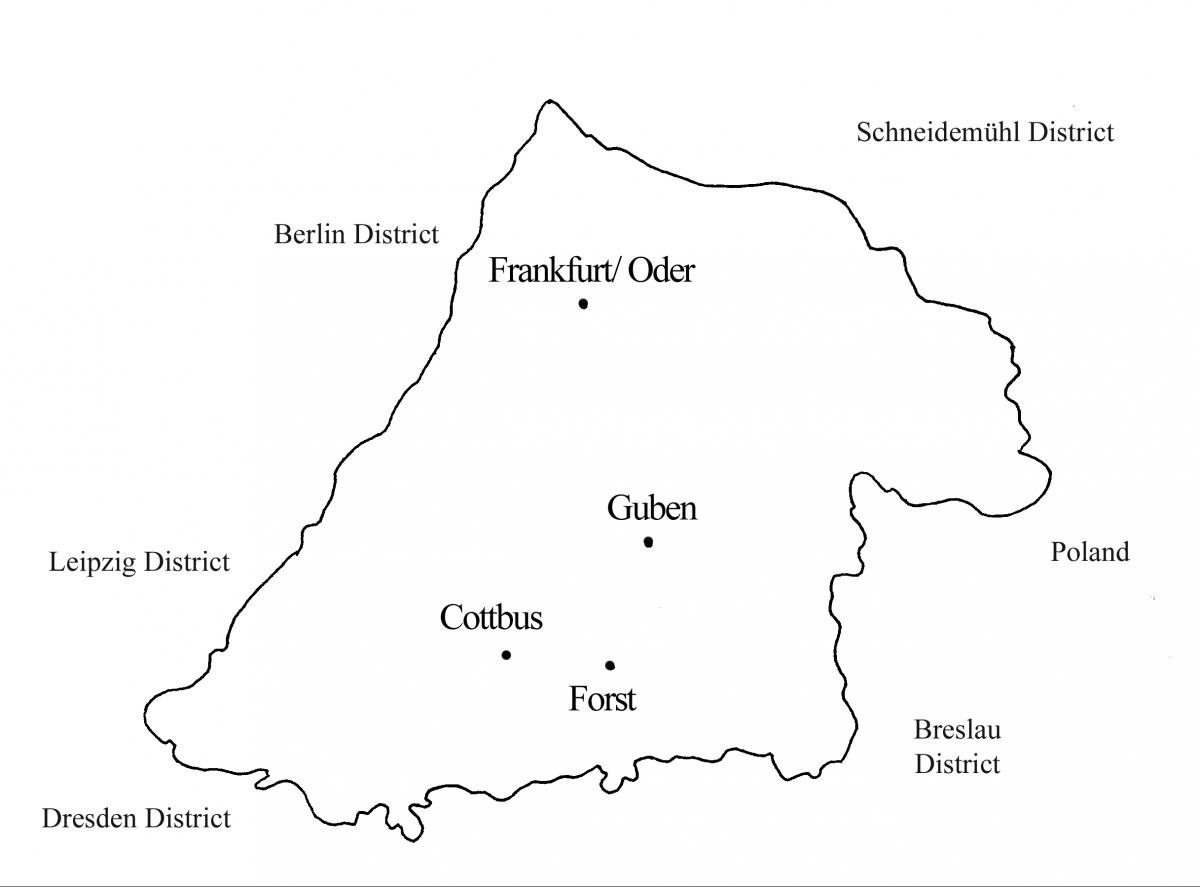 map of Spreewald District showing the four branches