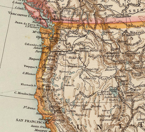 The Pacific Northwest, The Times Atlas (London: Times 1895), 89