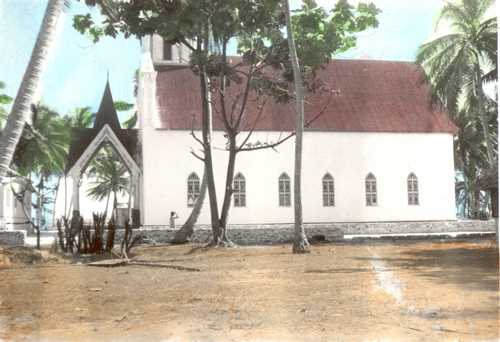 Takaroa chapel. O. Rudeen Allred, missionary journal.