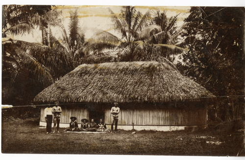 Tahitian house and family