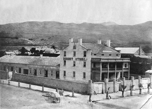 A nineteenth-century photograph of the Deseret Store and Tithing Office
