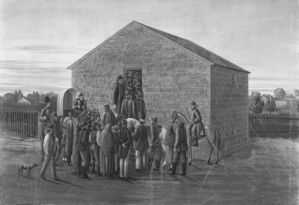 depiction of people around Liberty Jail