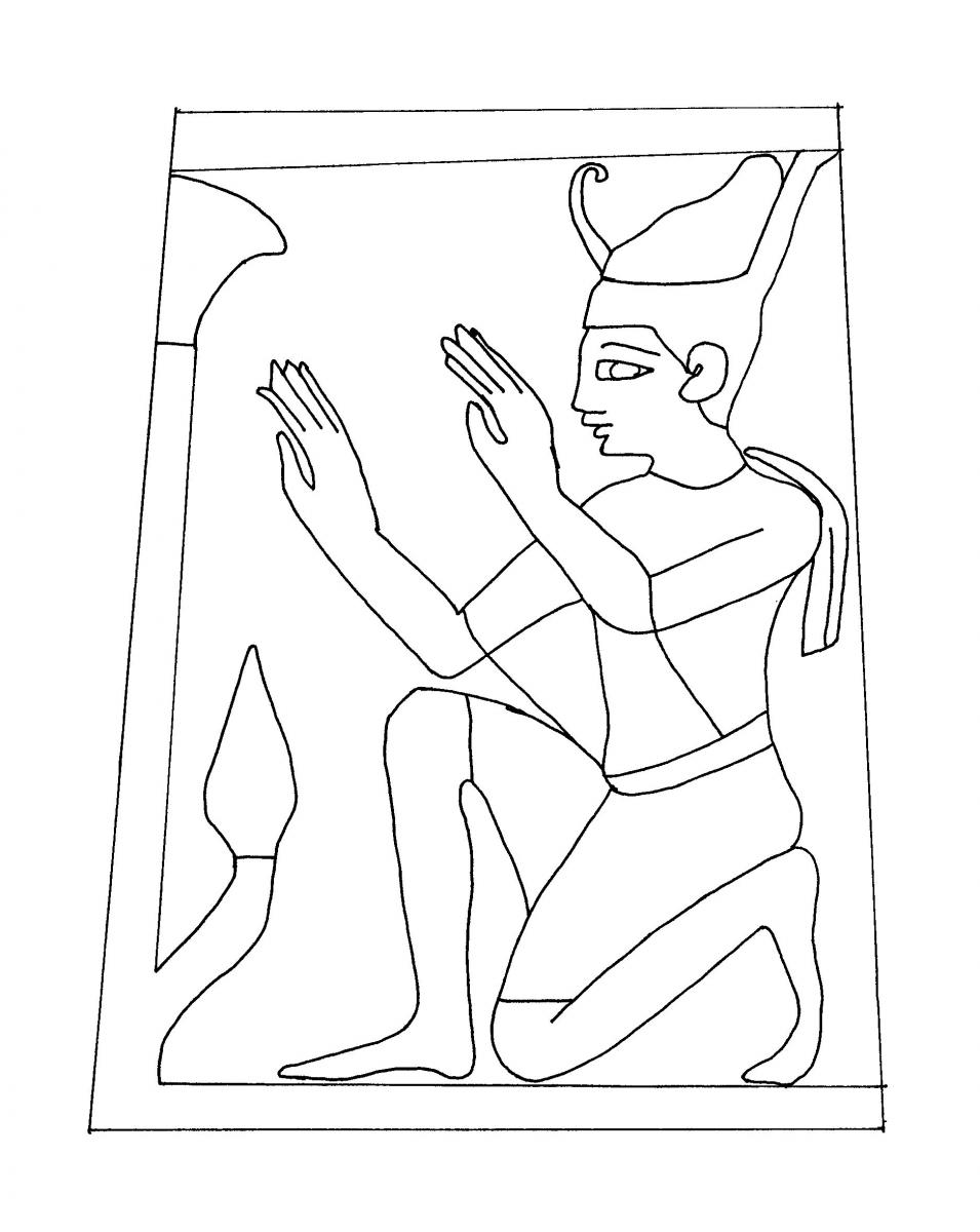 Egyptian style drawing of person kneeling