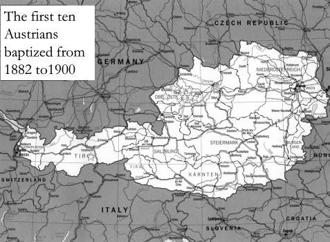 Map of first ten converts in Austria
