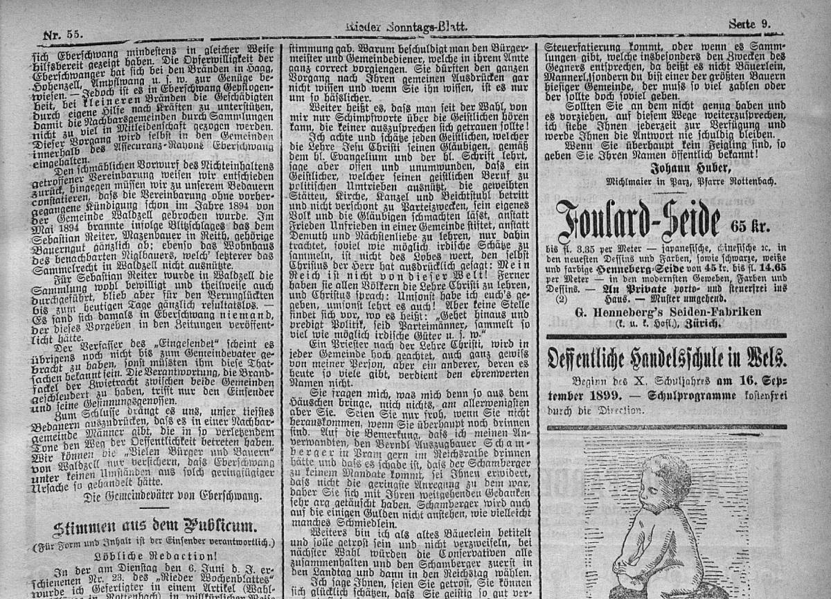 Johann Huber's first letter to the editor