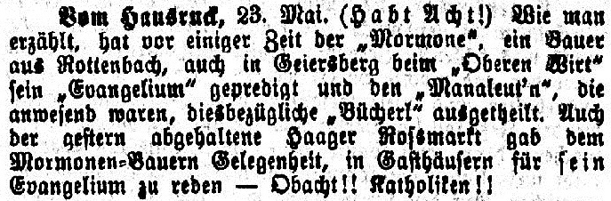 Newspaper article from Rottenbach