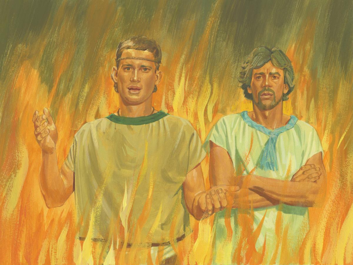 Nephi and Lehi in the flames