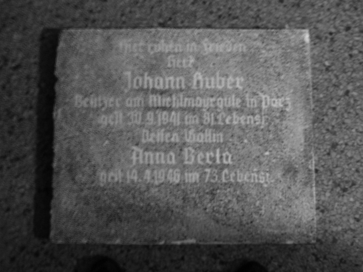 Johann Huber's gravestone