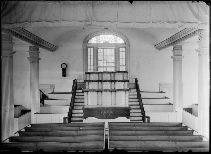 Interior of Kirtland Temple with priesthood pulpits, 1907. Anderson Collection, L. Tom Perry Special Collections, Brigham Young University.