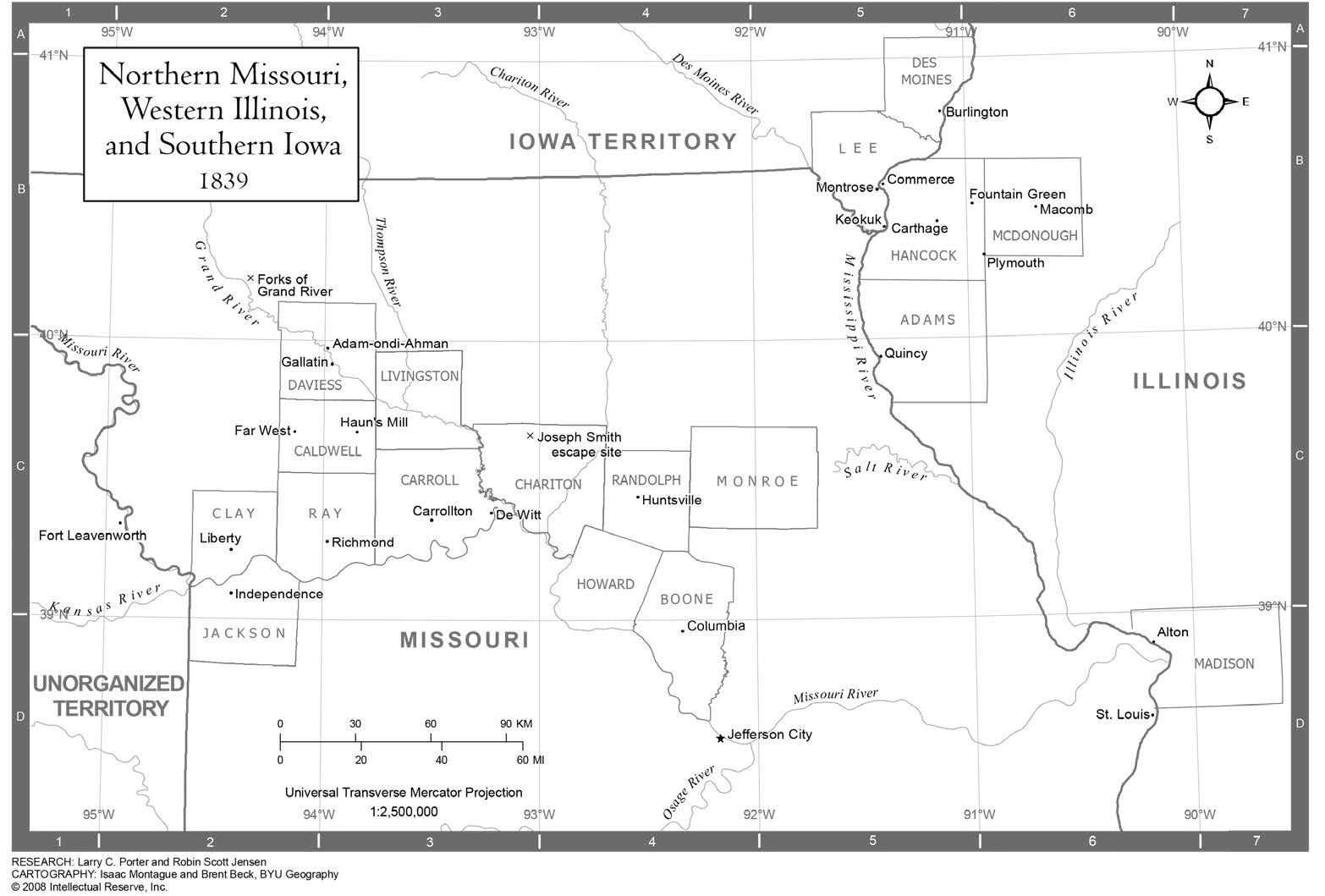 Northern Missouri, Western Illinois, and Southern Iowa, 1839. Courtesy of the Joseph Smith Papers Project.