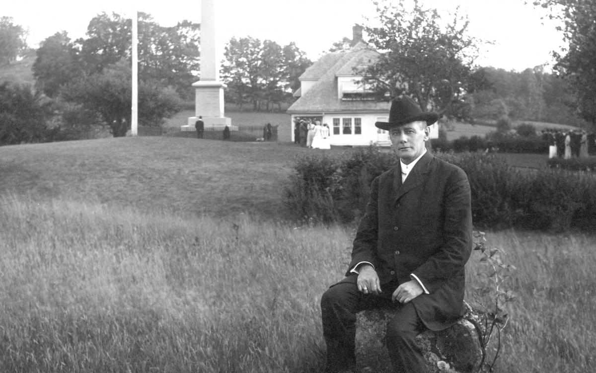 Ben E. Rich at the Joseph Smith monument in Sharon, Vermont. L.