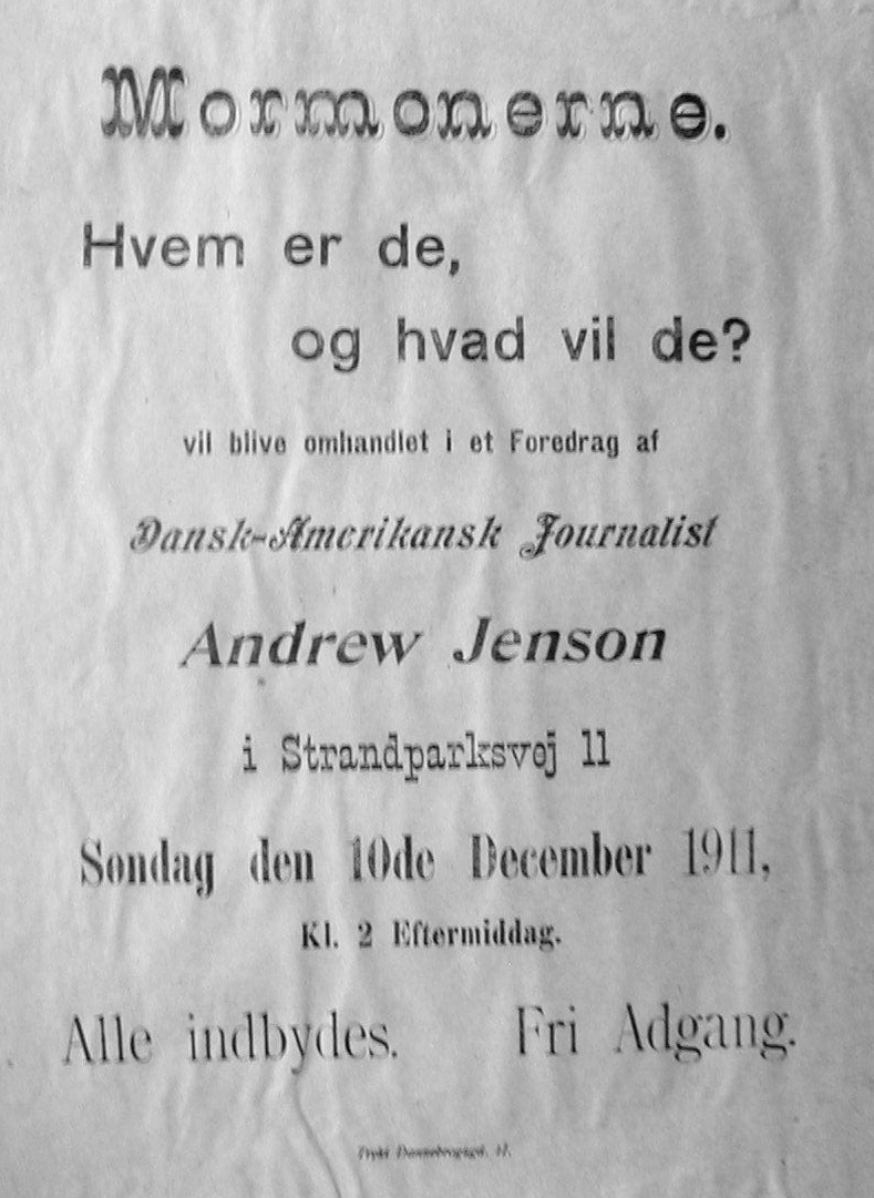 Handbill announcing that Andrew Jensonwill give a presentation