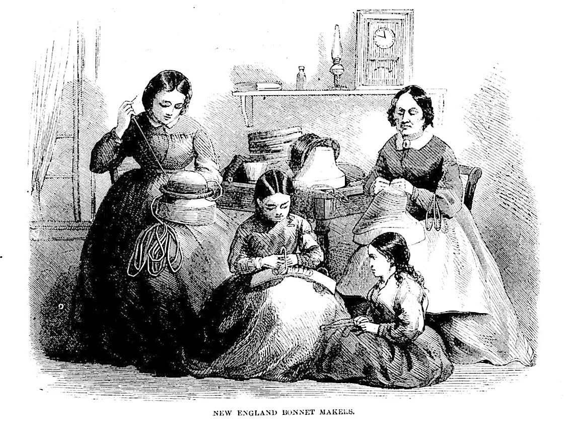 “New England Bonnet Makers,” Harper’s New Monthly Magazine, October 1864.
