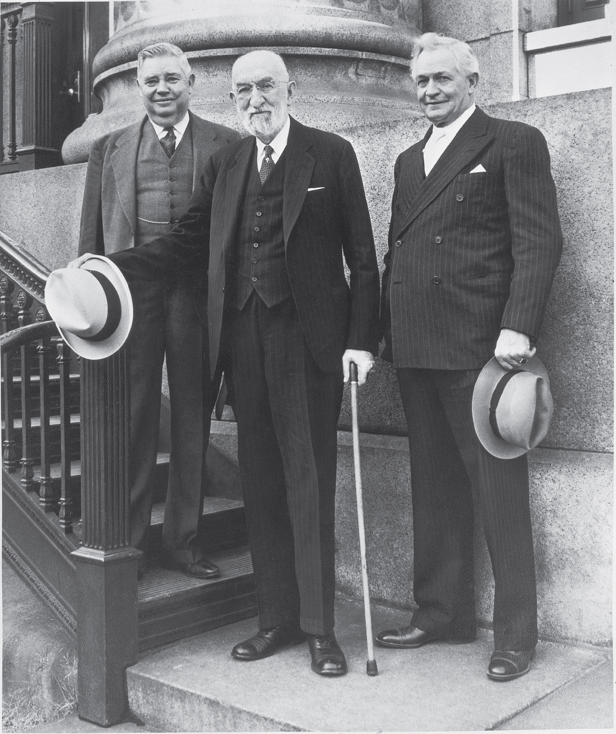 men on steps