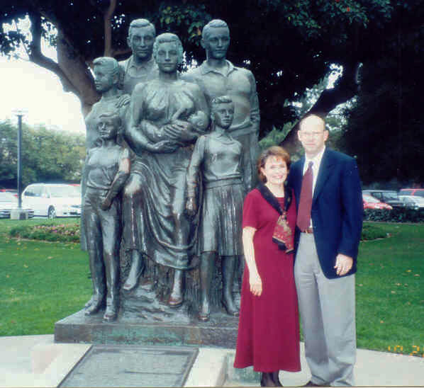 people in front of a statue
