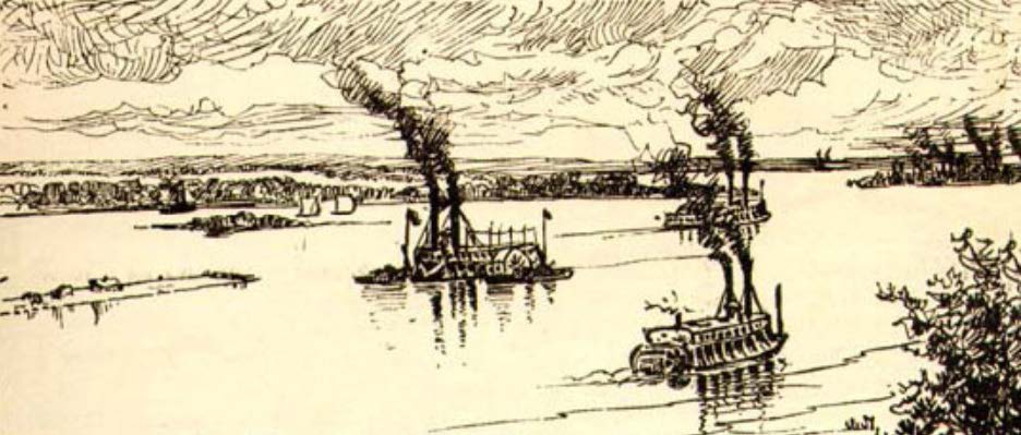 sketch of boats