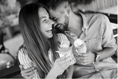 a couple eating ice cream