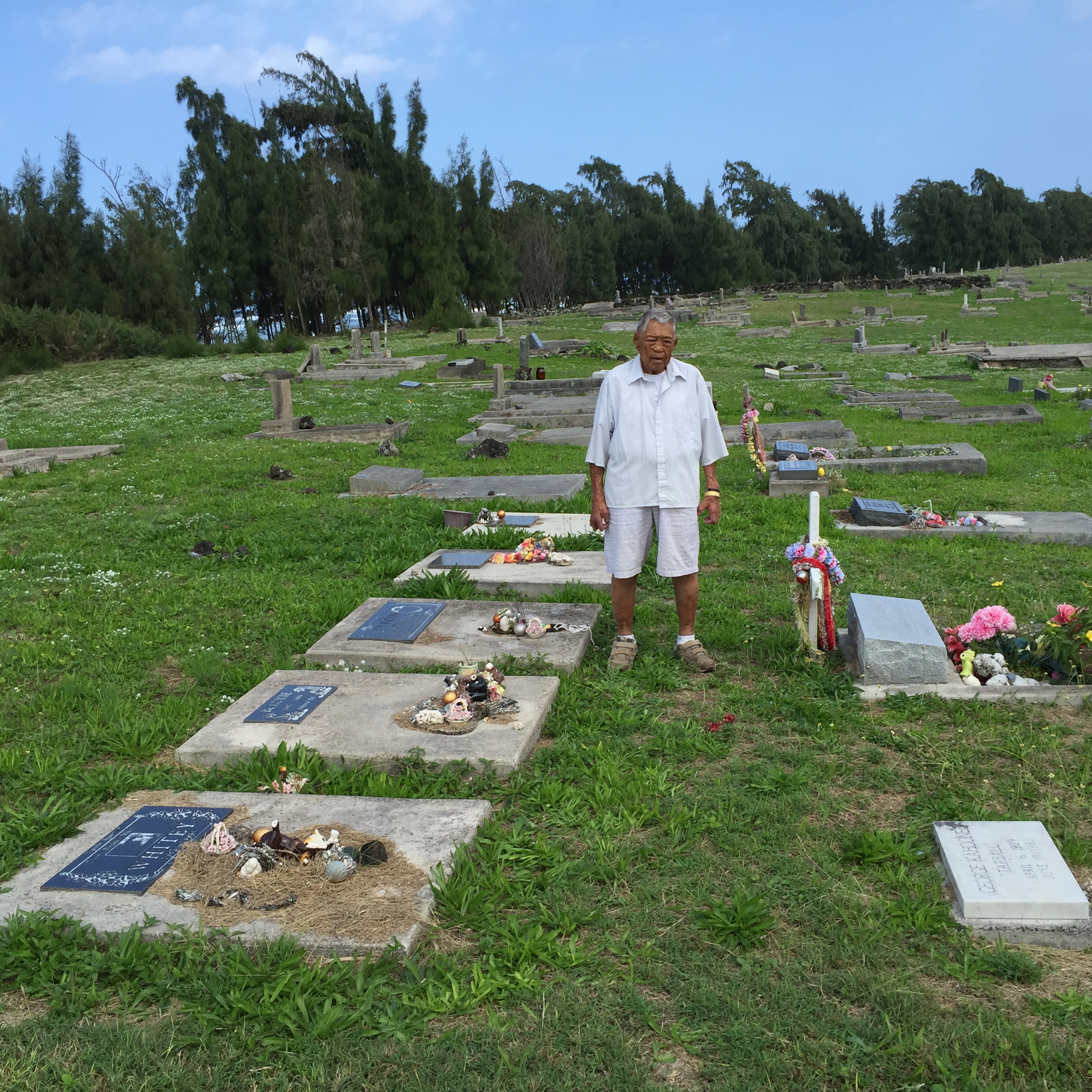 man in a cemetery