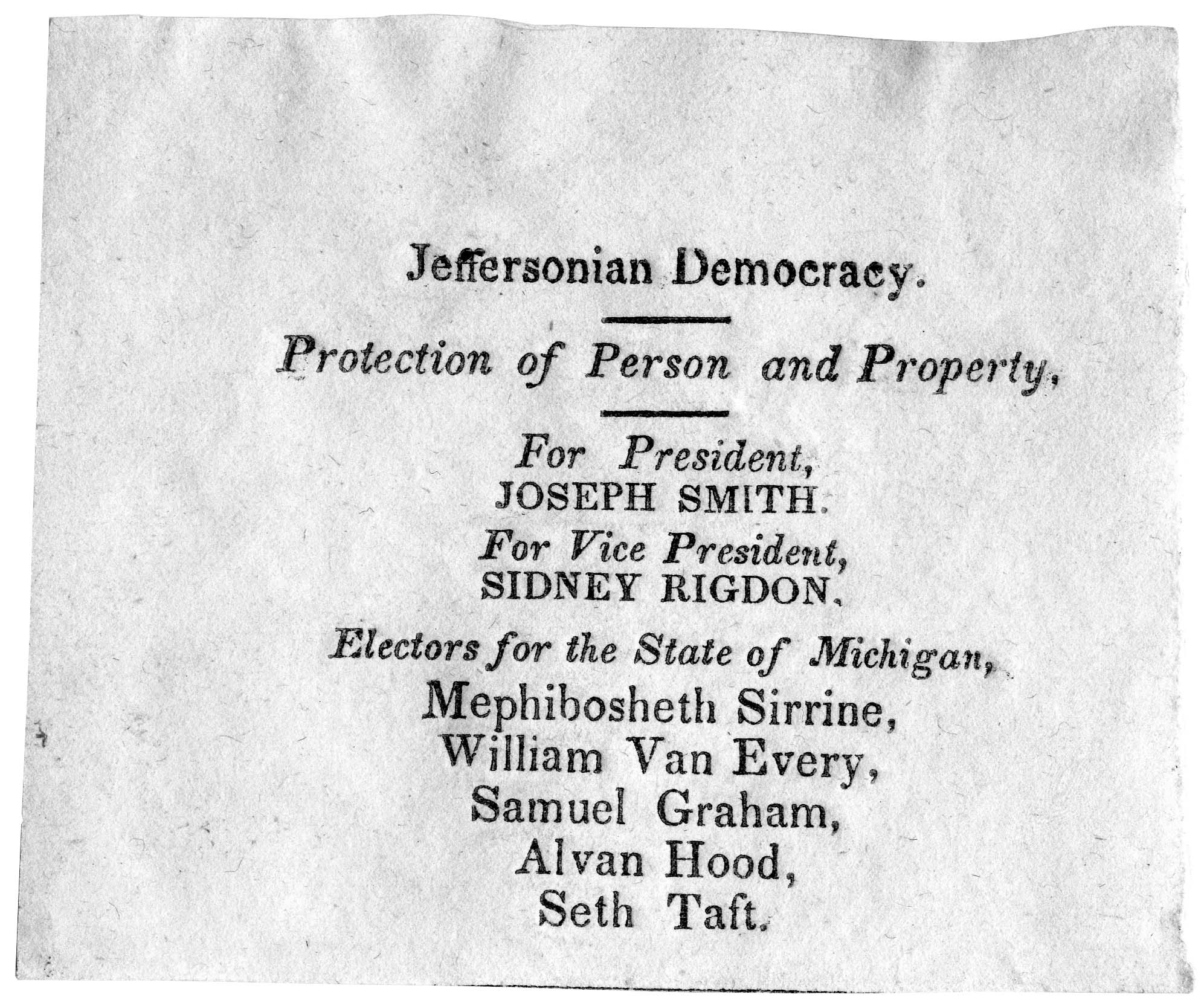Joseph Smith campaign ticket