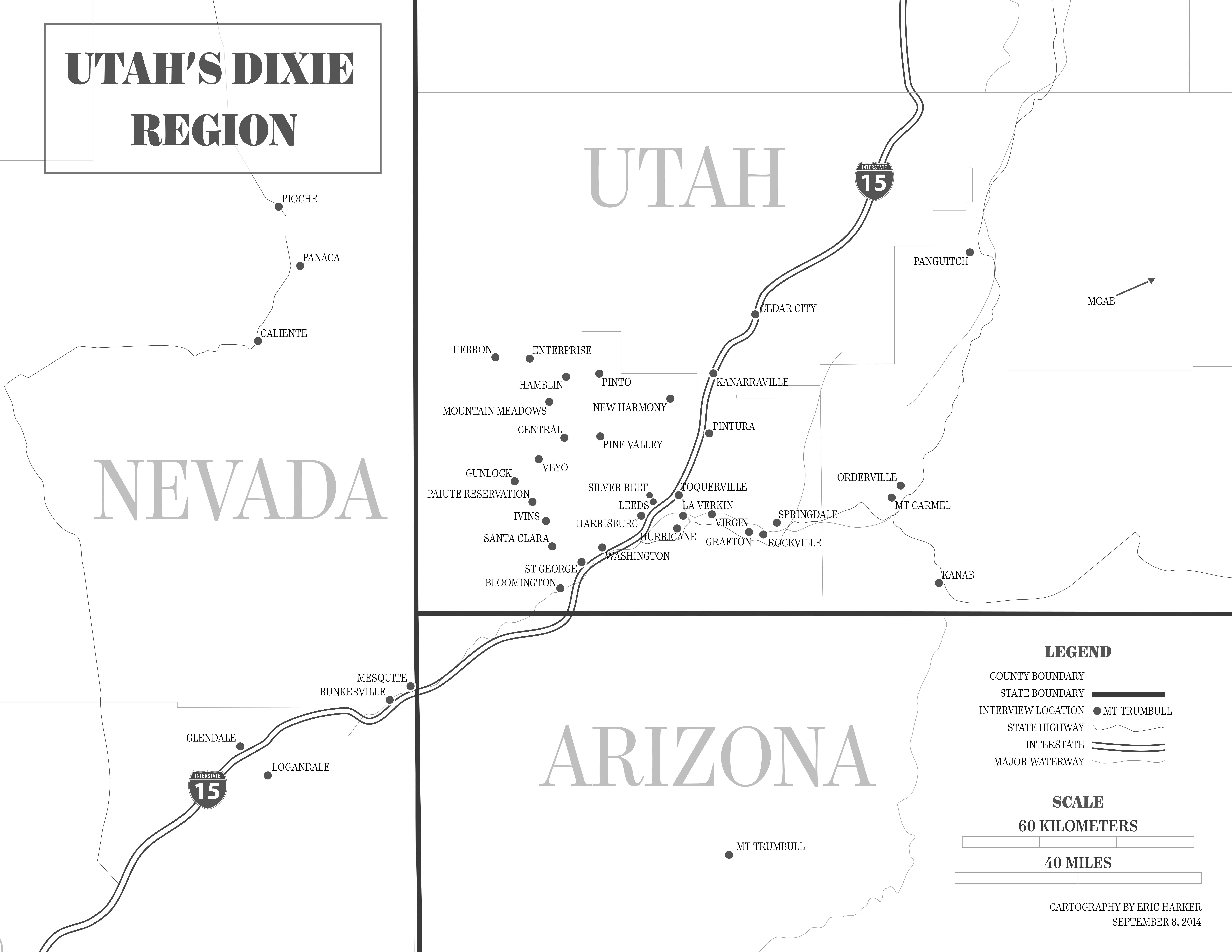 Map of Utah's Dixie Region